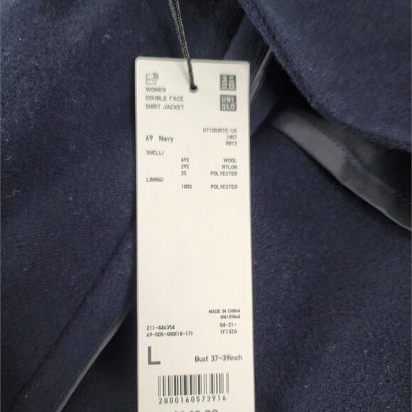 Jil Sander +J Uniqlo Women Oversized Double Face Shirt Jacket Navy Size L NWT - Picture 4 of 16